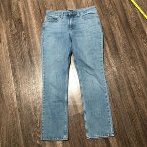 Lee Mid-Rise Distressed Straight-Leg Jeans
